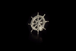mr white silver ship wheel lapel pin