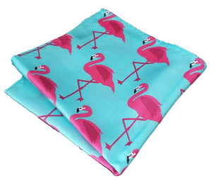 Flamingo Turquoise and Pink Pocket Square by Mr White