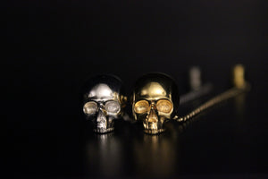 The Mr White Bad-to-the-Bone Skull Lapel Pin with chain